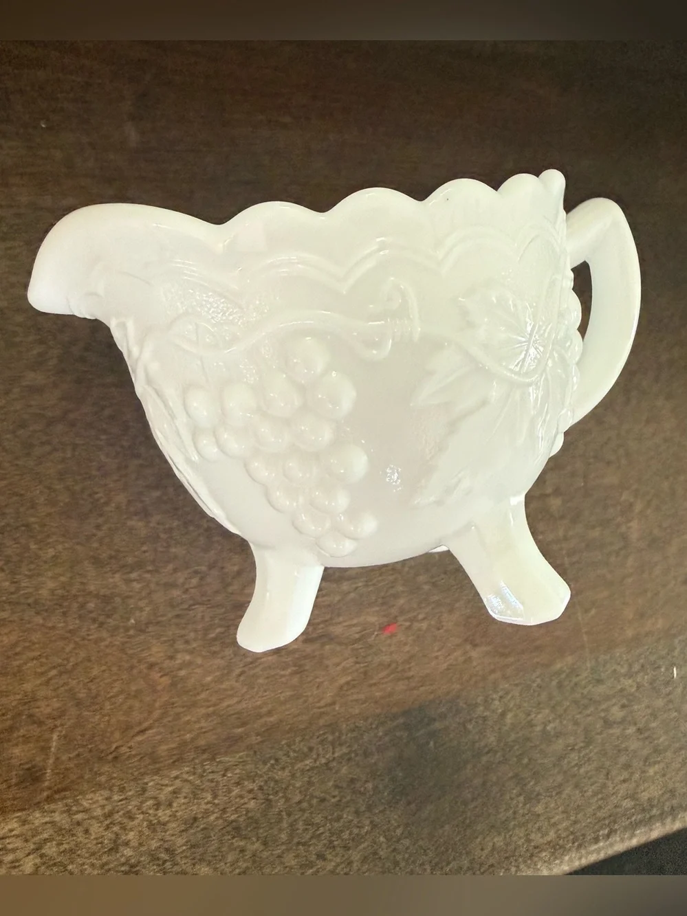 Vintage Imperial Glass Satin Grapes Milk Glass Sugar and Creamer Set
